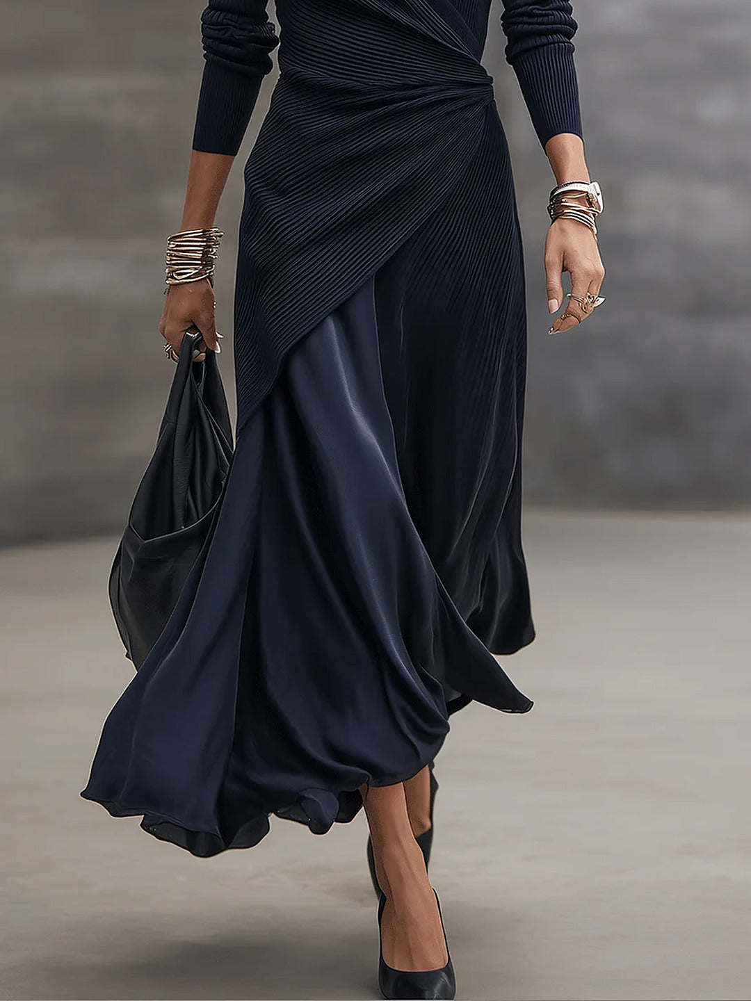 Ariadne wrap maxi dress in navy, back view