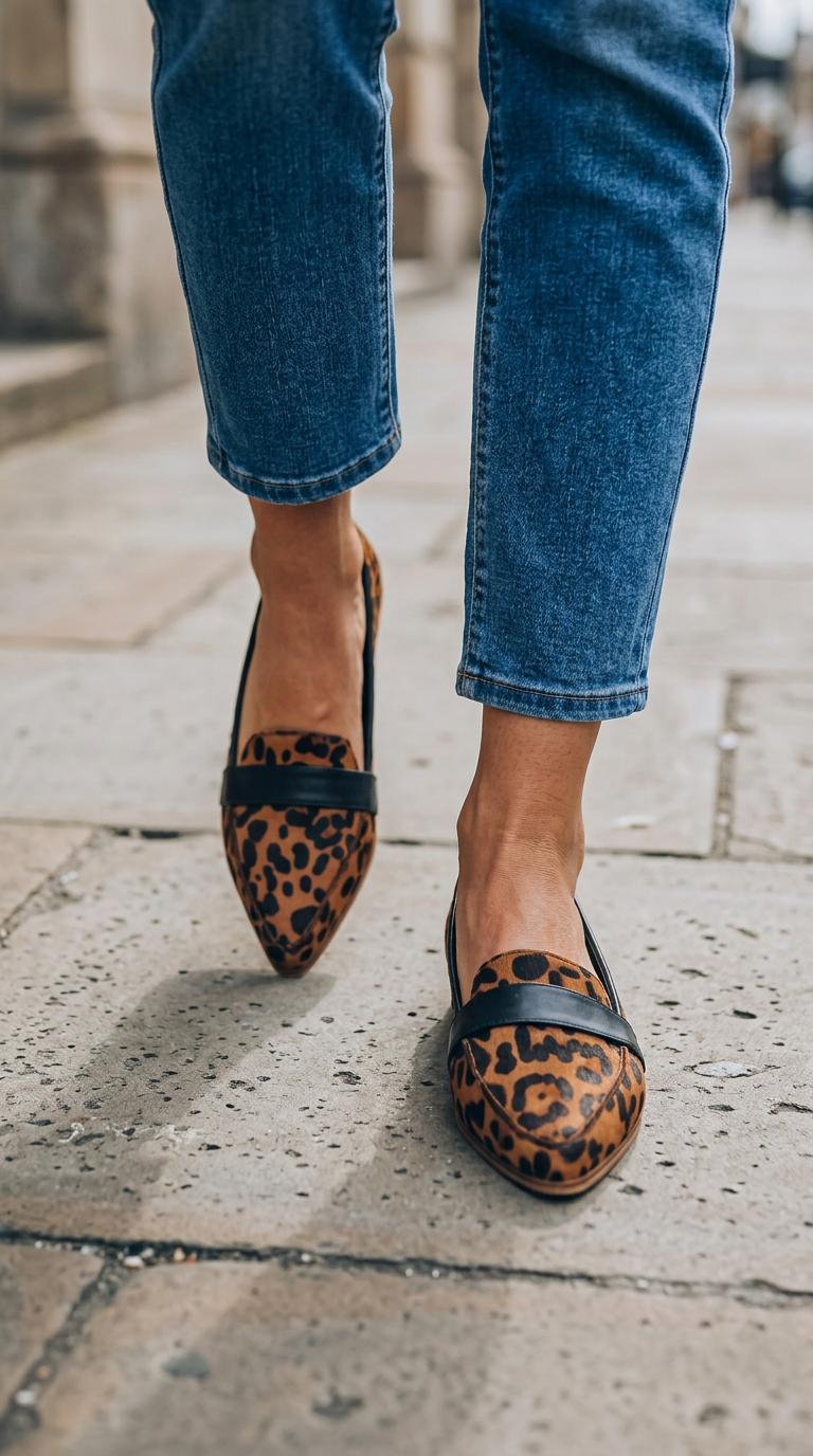 Pointed Toe Loafers with Vamp Band