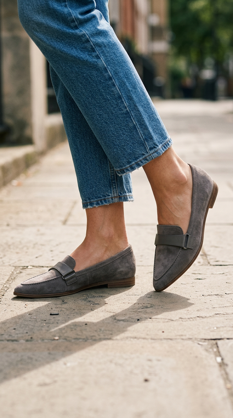 Pointed Toe Loafers with Vamp Band