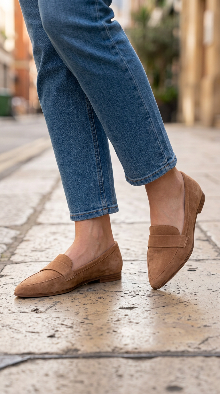 Pointed Toe Loafers with Vamp Band