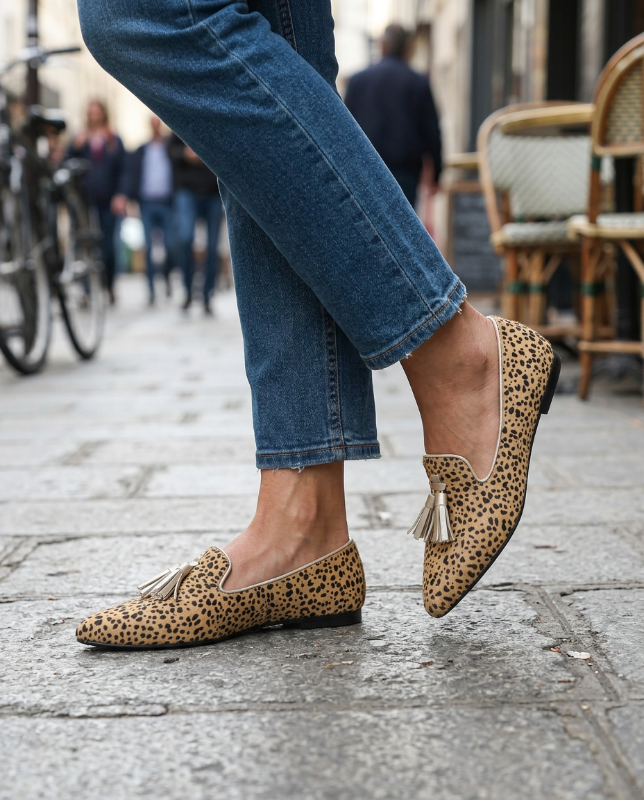 Ginevra | Cheetah Print Loafers with Gold Tassels