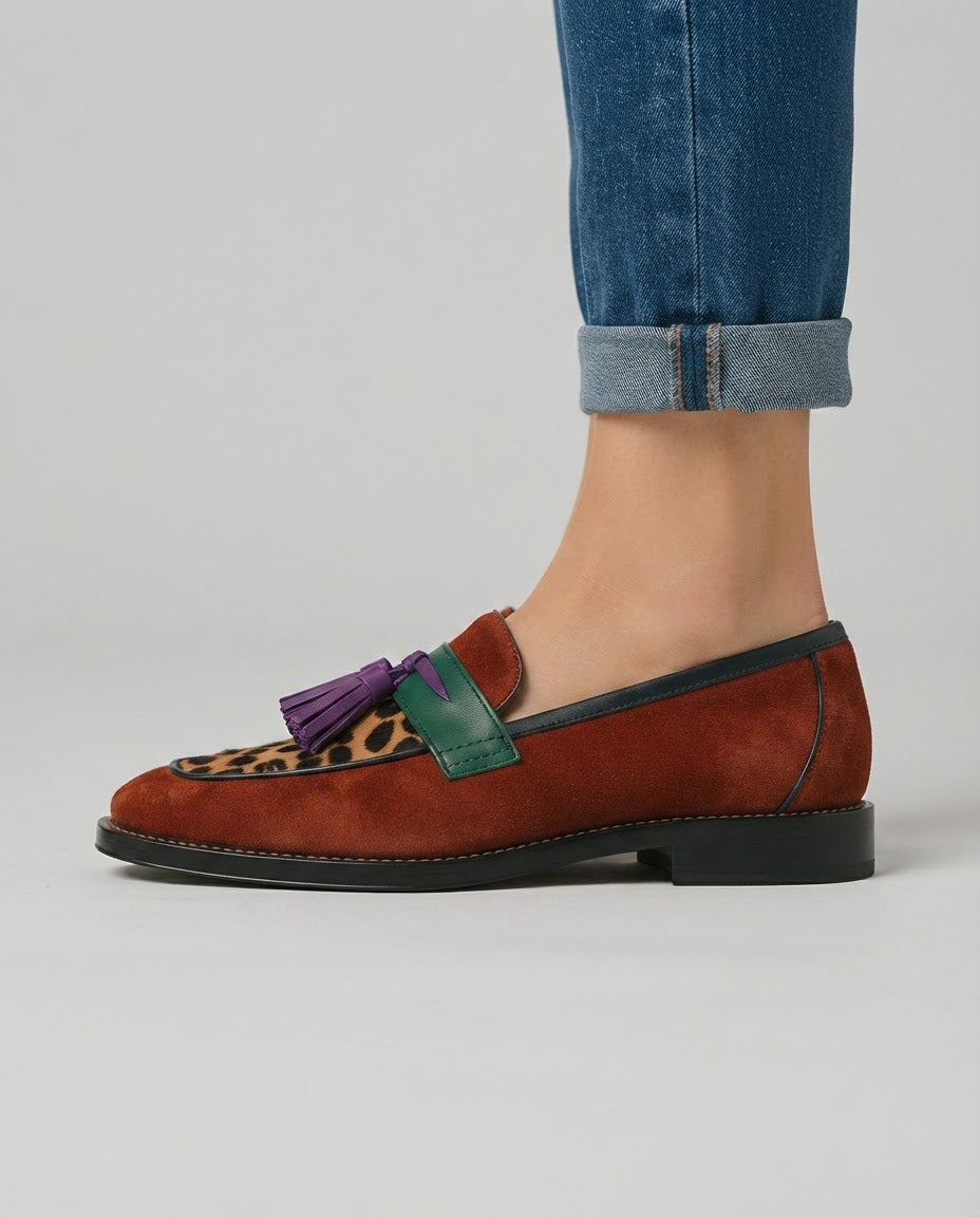 Matilde | Colourblock Leopard Loafers