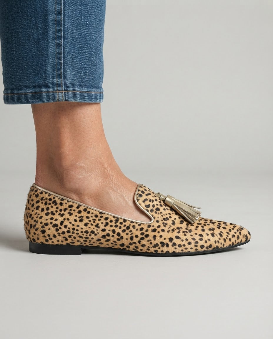 Ginevra | Cheetah Print Loafers with Gold Tassels