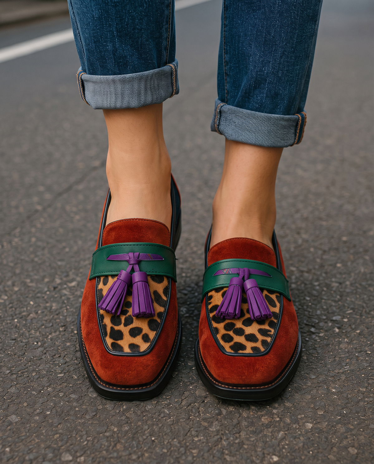 Matilde | Colourblock Leopard Loafers