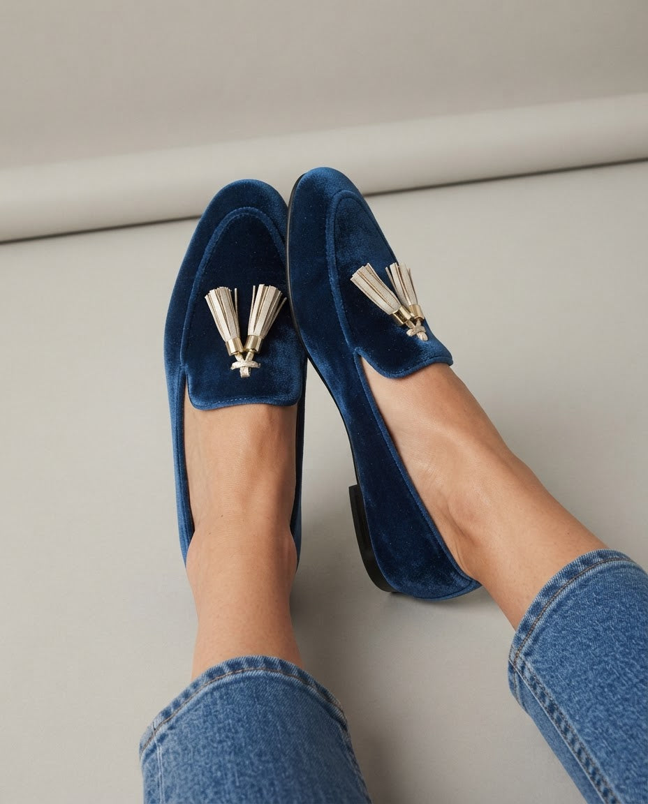 Vittoria | Blue Velvet Loafers
