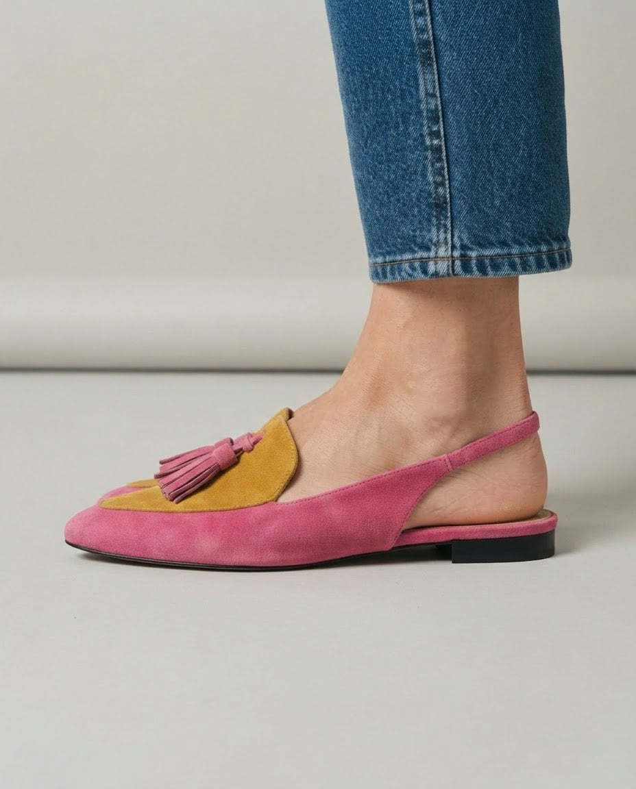 Elena | Fuchsia & Mustard Slingback Flats