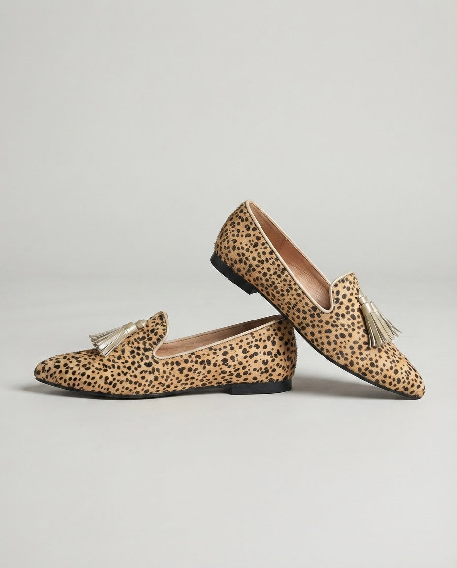 Ginevra | Cheetah Print Loafers with Gold Tassels