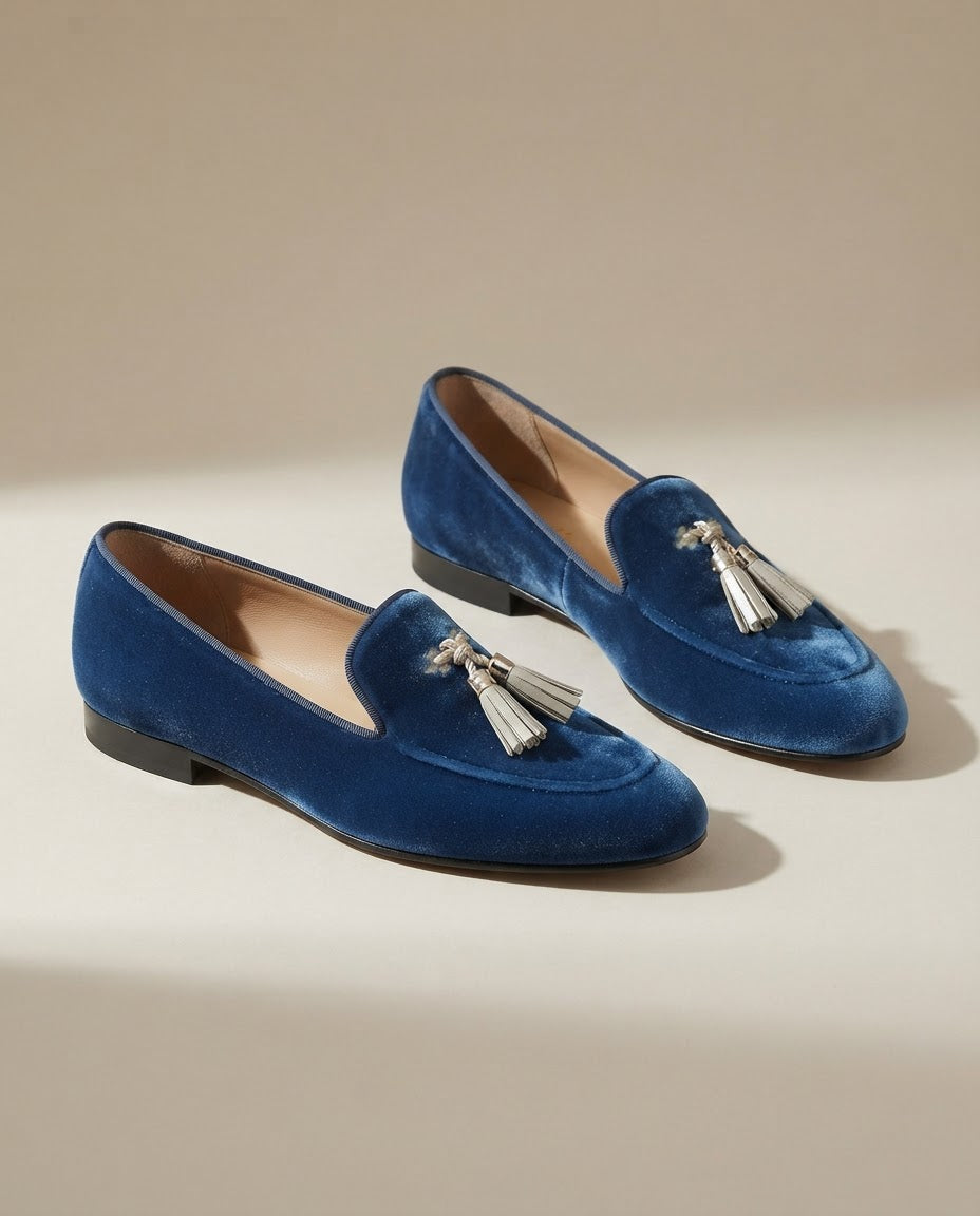 Vittoria | Blue Velvet Loafers