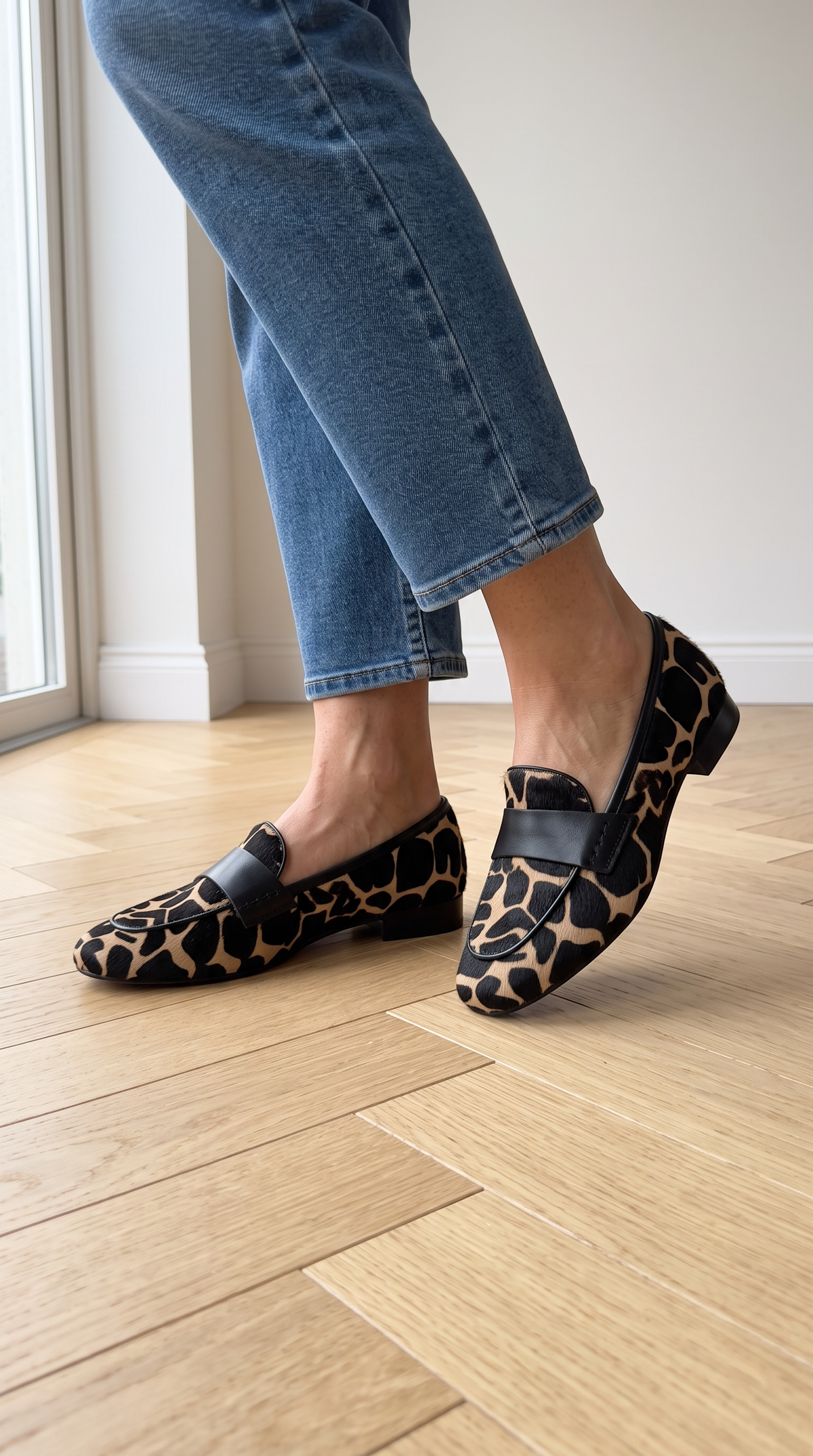 Giulia | Apricot Giraffe Print Loafers