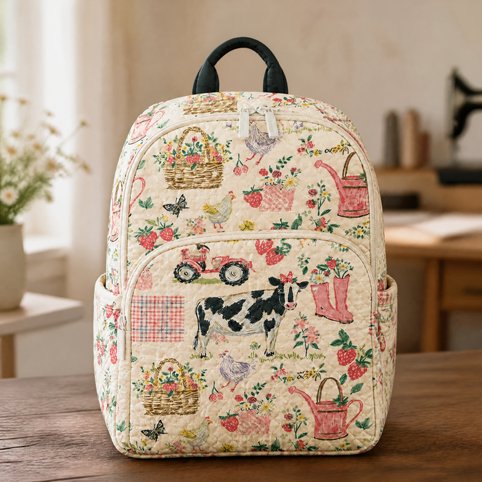 Country Cottagecore Quilted Backpack