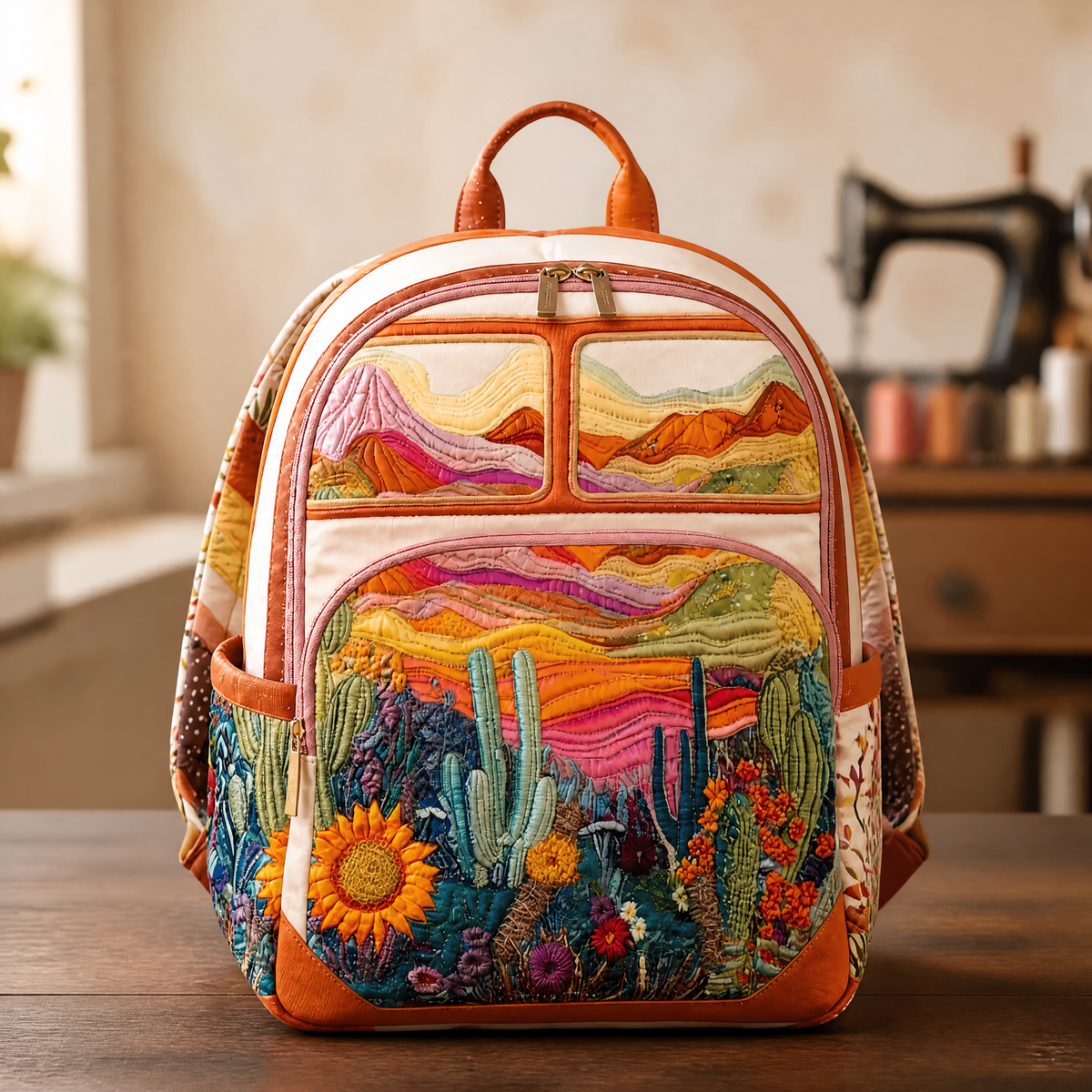 Desert Cactus Quilted Backpack