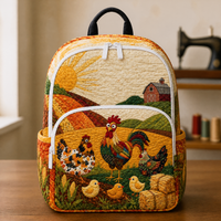 Country Chickens and Barn Quilted Backpack