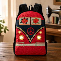 Christmas Quilted Backpack with Black Straps