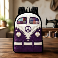 Purple Hippie Quilted Backpack with Black Straps