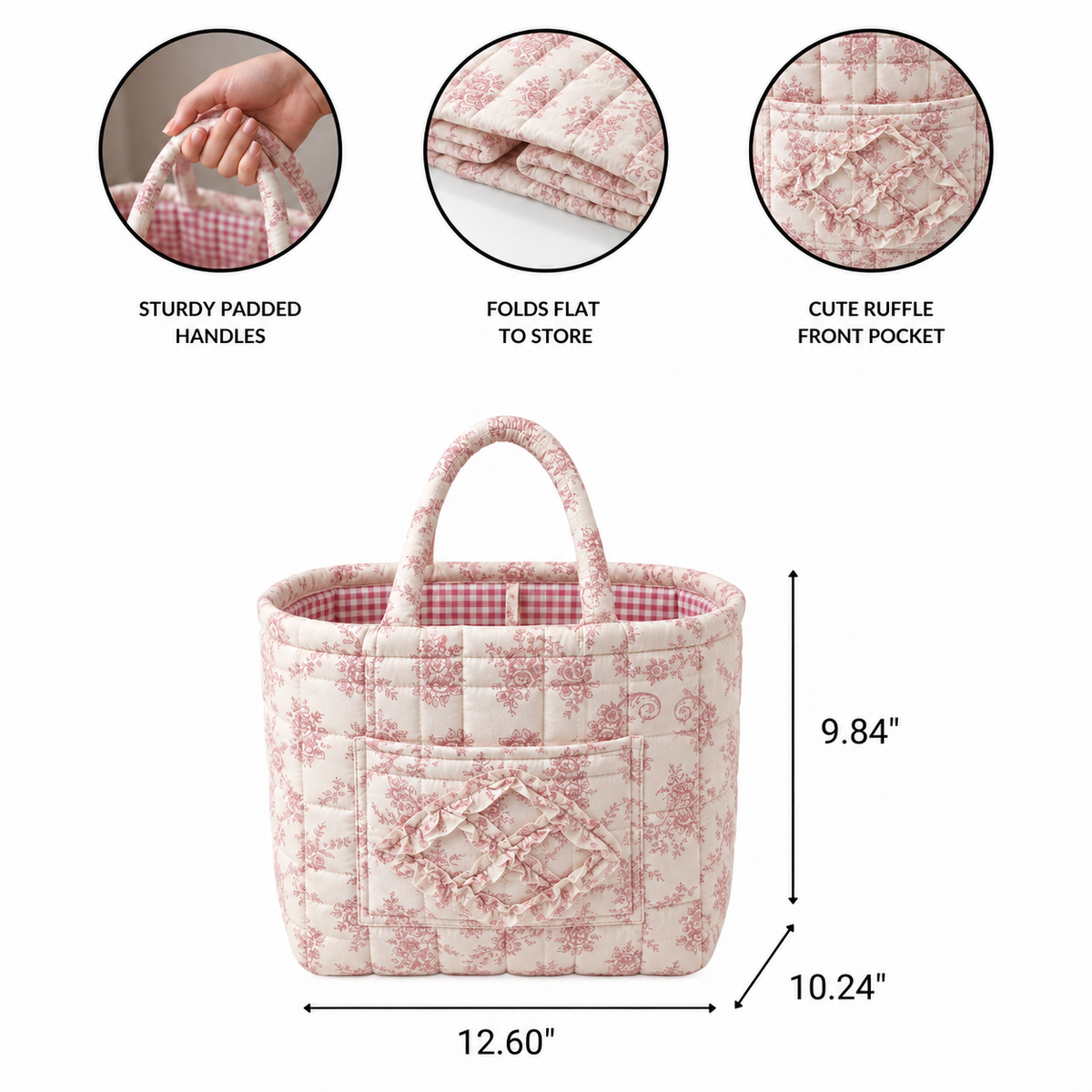 Millie basket — features and dimensions in inches
