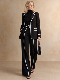 NERISSA | CONTRAST PIPING BLAZER AND TROUSER SET