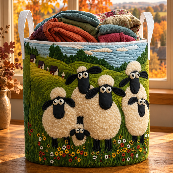 Opale sheep laundry basket in a warm autumn setting