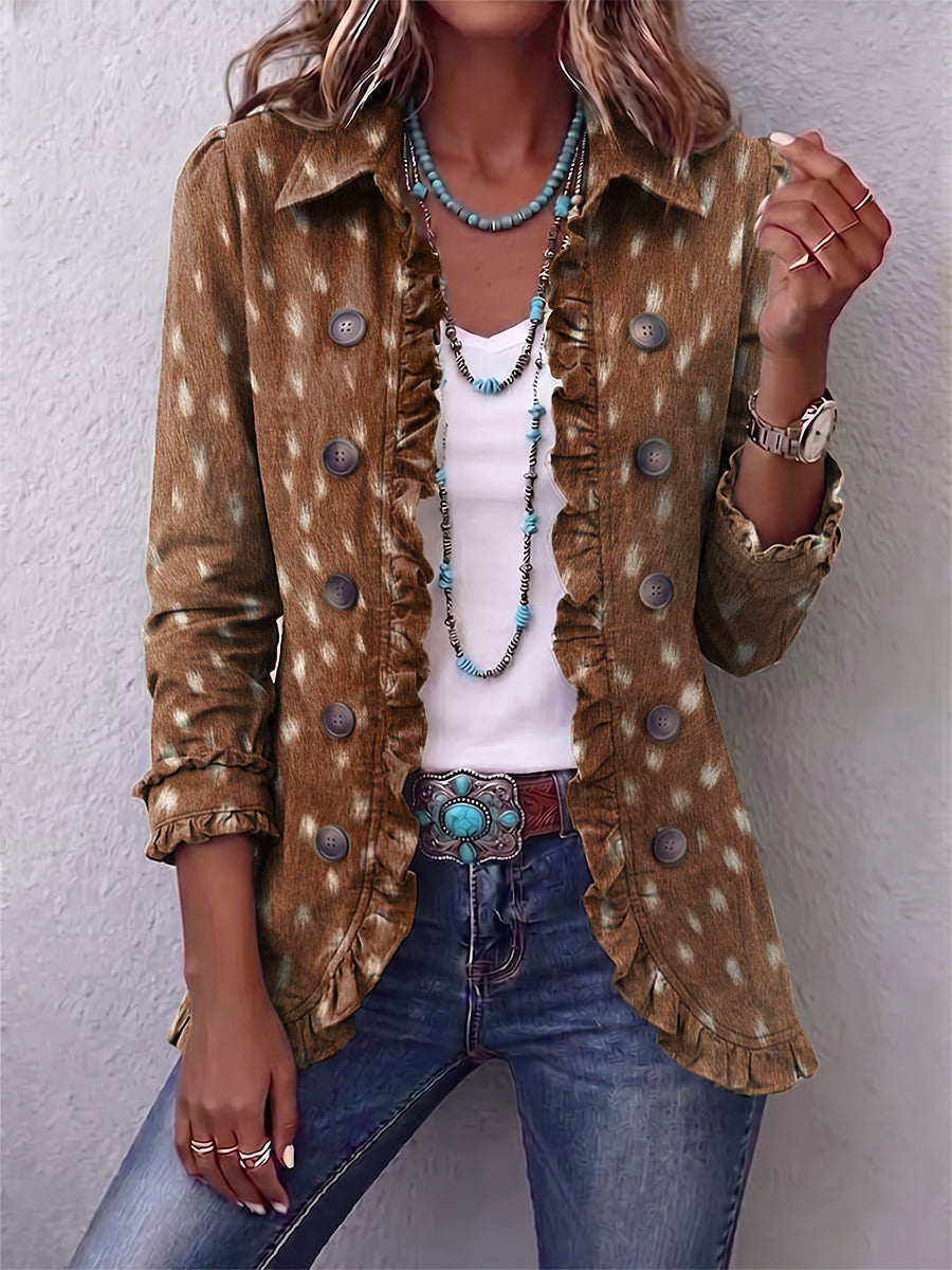 NICOLASA | ANIMAL PRINT RUFFLE JACKET