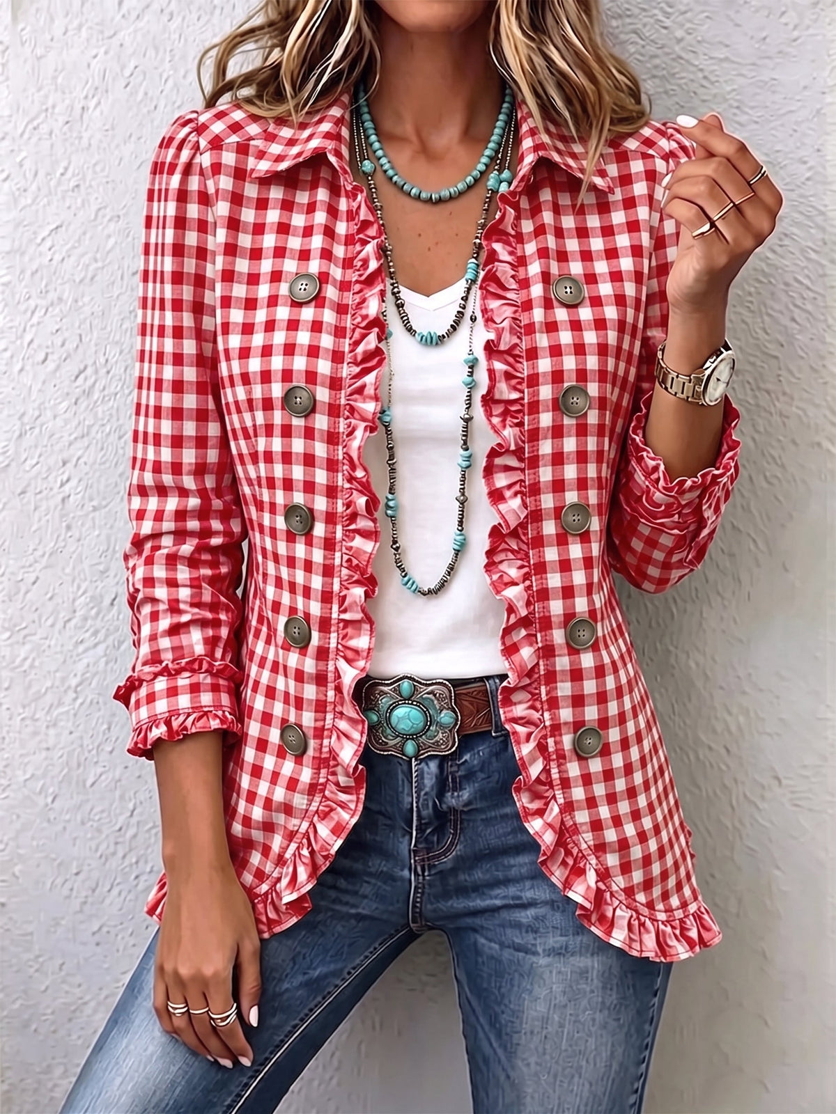 PURIFICACIÓN | GINGHAM RUFFLE JACKET
