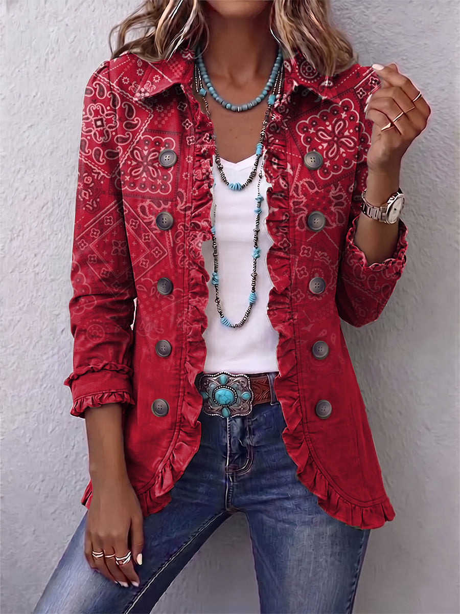 CLOTILDE | OMBRE PAISLEY RUFFLE JACKET