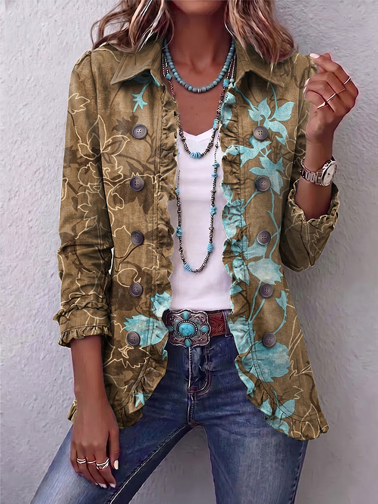 SALUD | OMBRE FLORAL RUFFLE JACKET