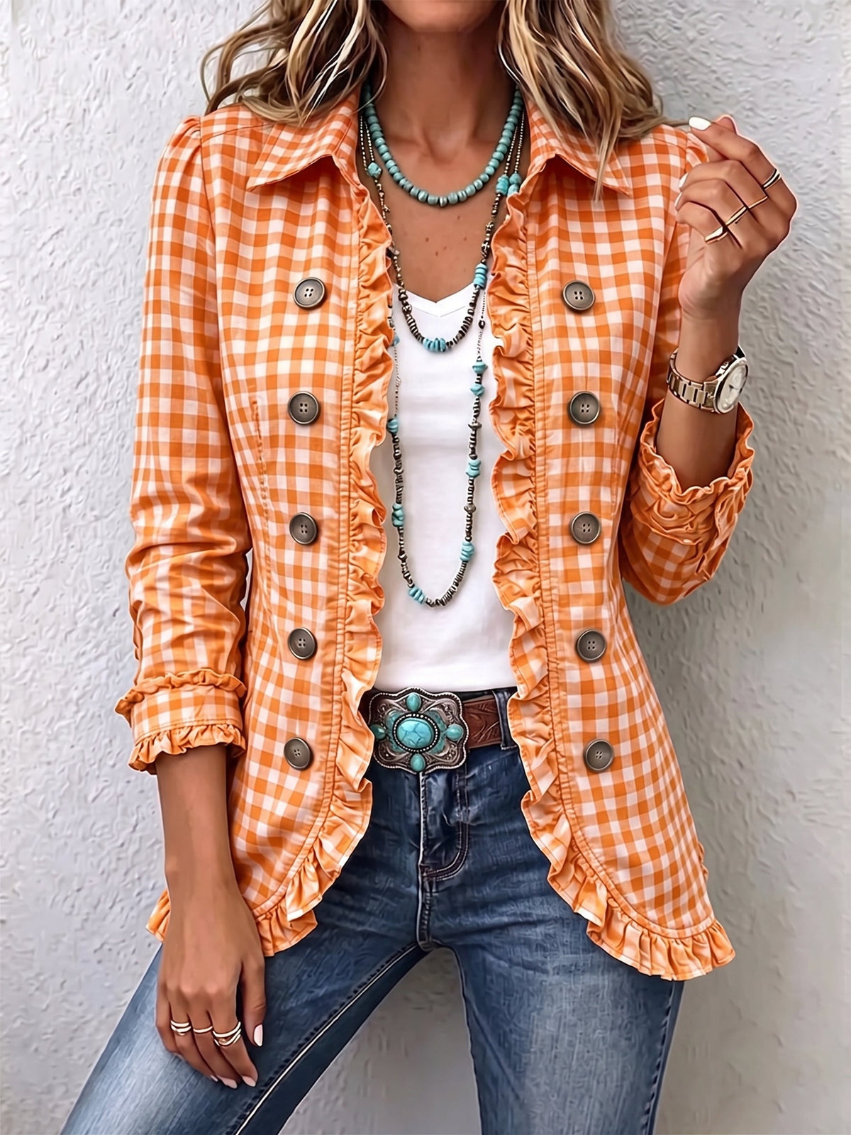 PURIFICACIÓN | GINGHAM RUFFLE JACKET
