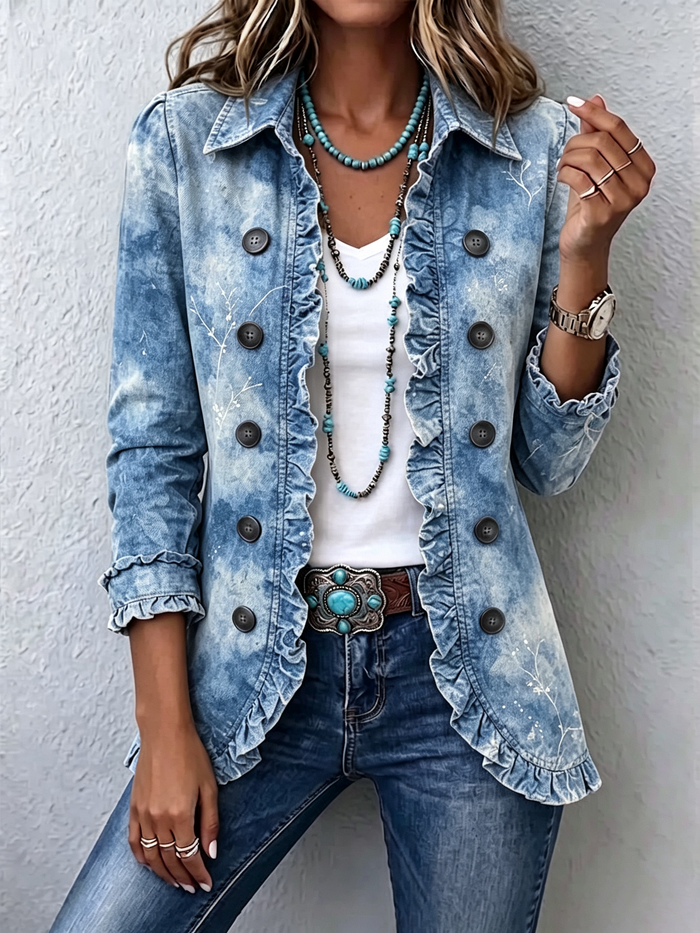 GENOVEVA | OMBRE BOTANICAL RUFFLE JACKET