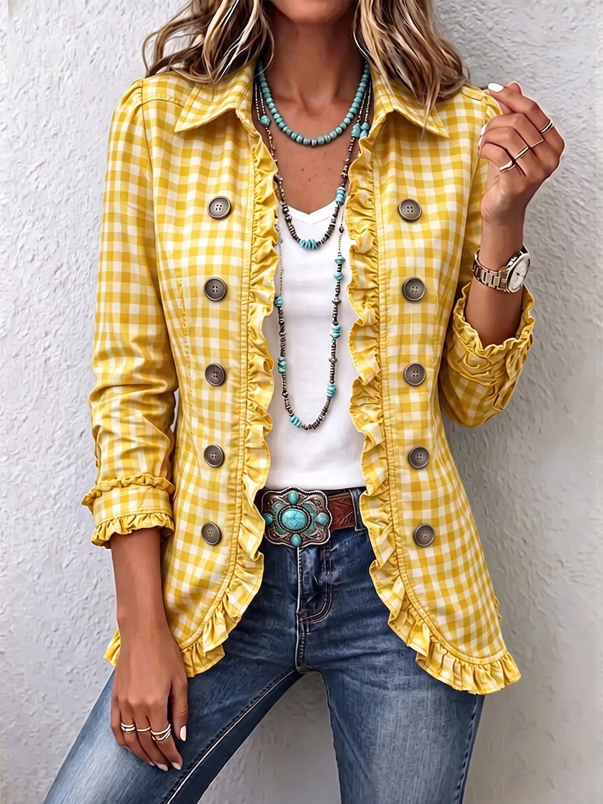 PURIFICACIÓN | GINGHAM RUFFLE JACKET