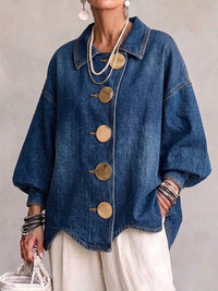 Kirsty | Oversized Denim Jacket with Gold Buttons