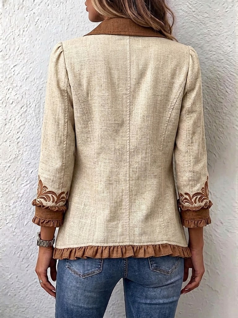 ALMUDENA | EMBROIDERED FLORAL RUFFLE JACKET