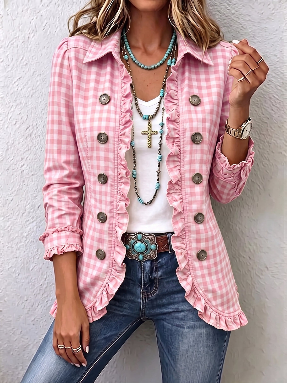 PURIFICACIÓN | GINGHAM RUFFLE JACKET