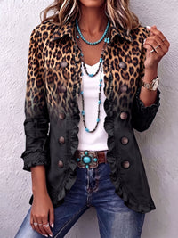 SABINA | BLACK OMBRE LEOPARD RUFFLE BLAZER