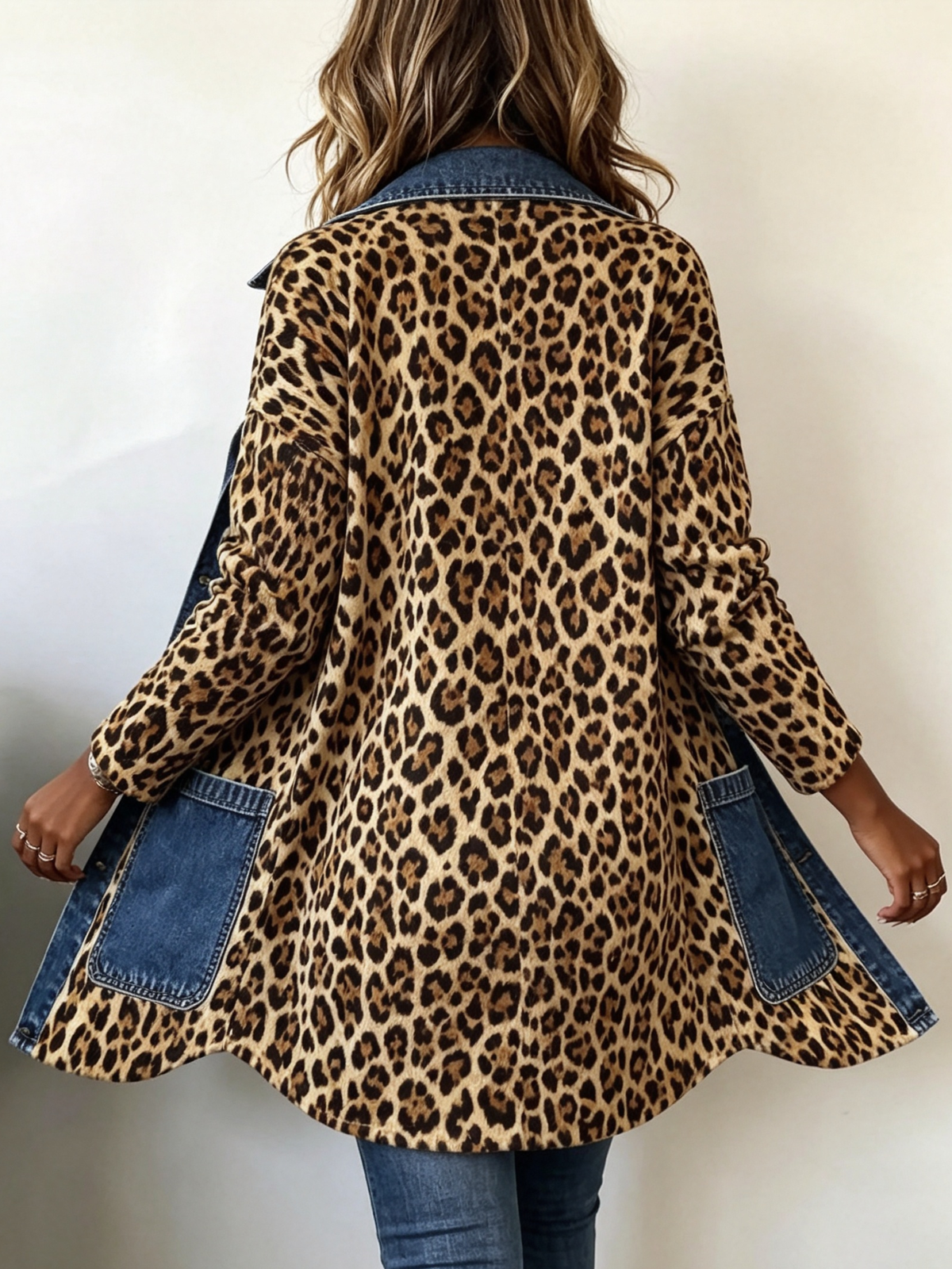 LORENA | LONG LEOPARD DENIM JACKET