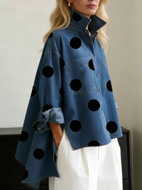 MIRABELLE | POLKA DOT OVERSIZED HIGH-LOW SHIRT