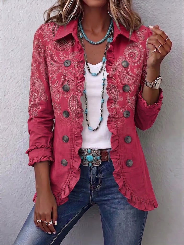 ADORACIÓN | PINK PAISLEY RUFFLE JACKET