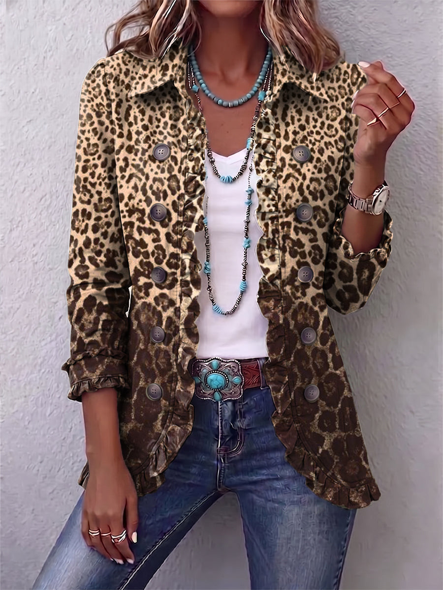 NAZARET | LEOPARD RUFFLE JACKET