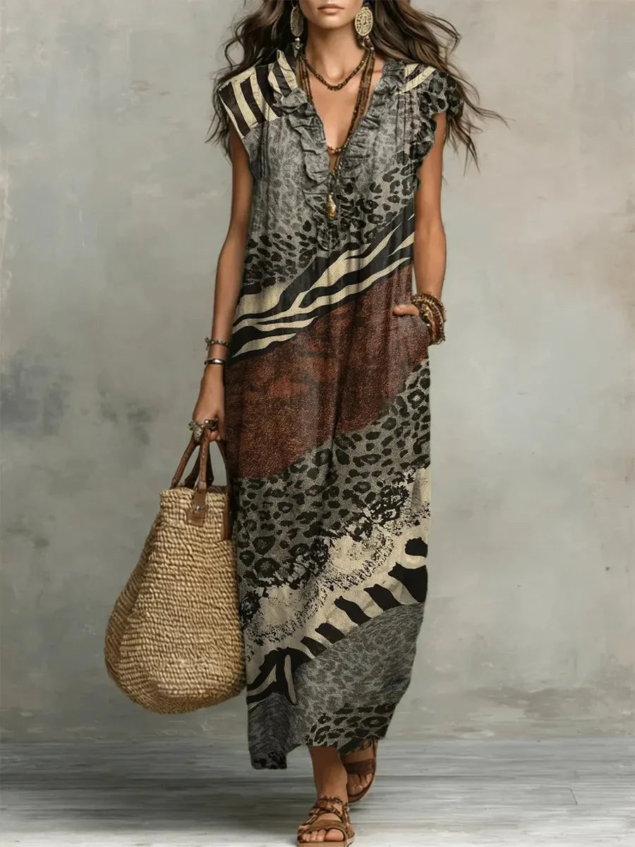 ZOLA | MIXED PRINT MAXI DRESS