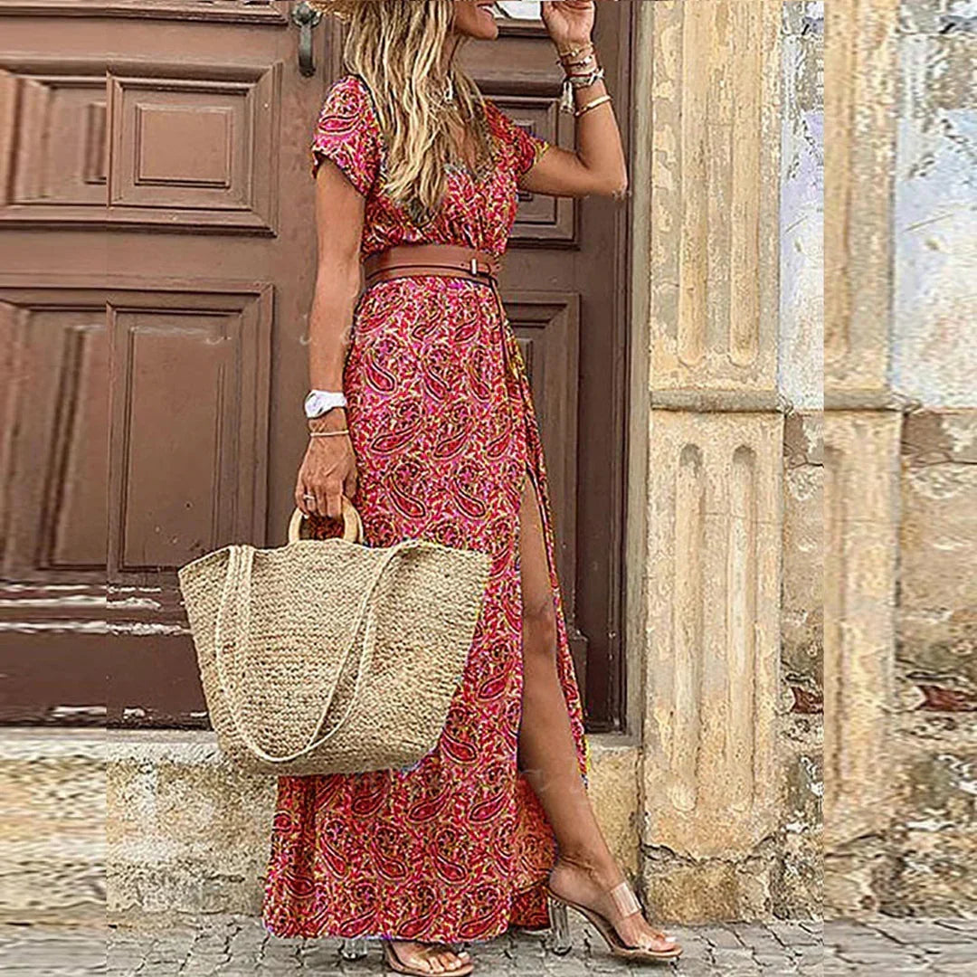LIORA™ | Floral Belted Maxi Dress