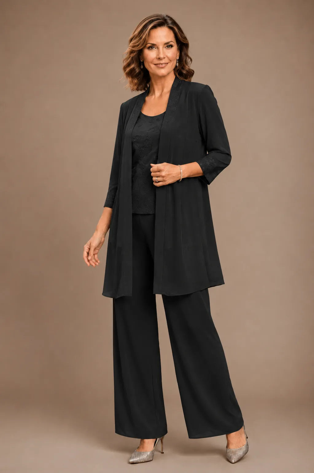 Anthea | Embroidered Three-Piece Trouser Suit