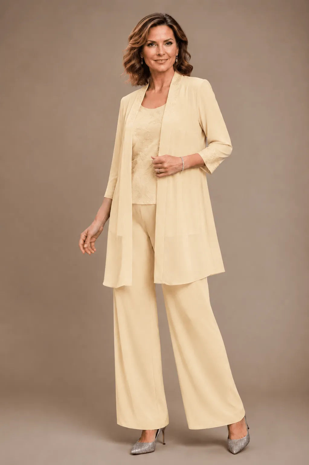 Anthea | Embroidered Three-Piece Trouser Suit