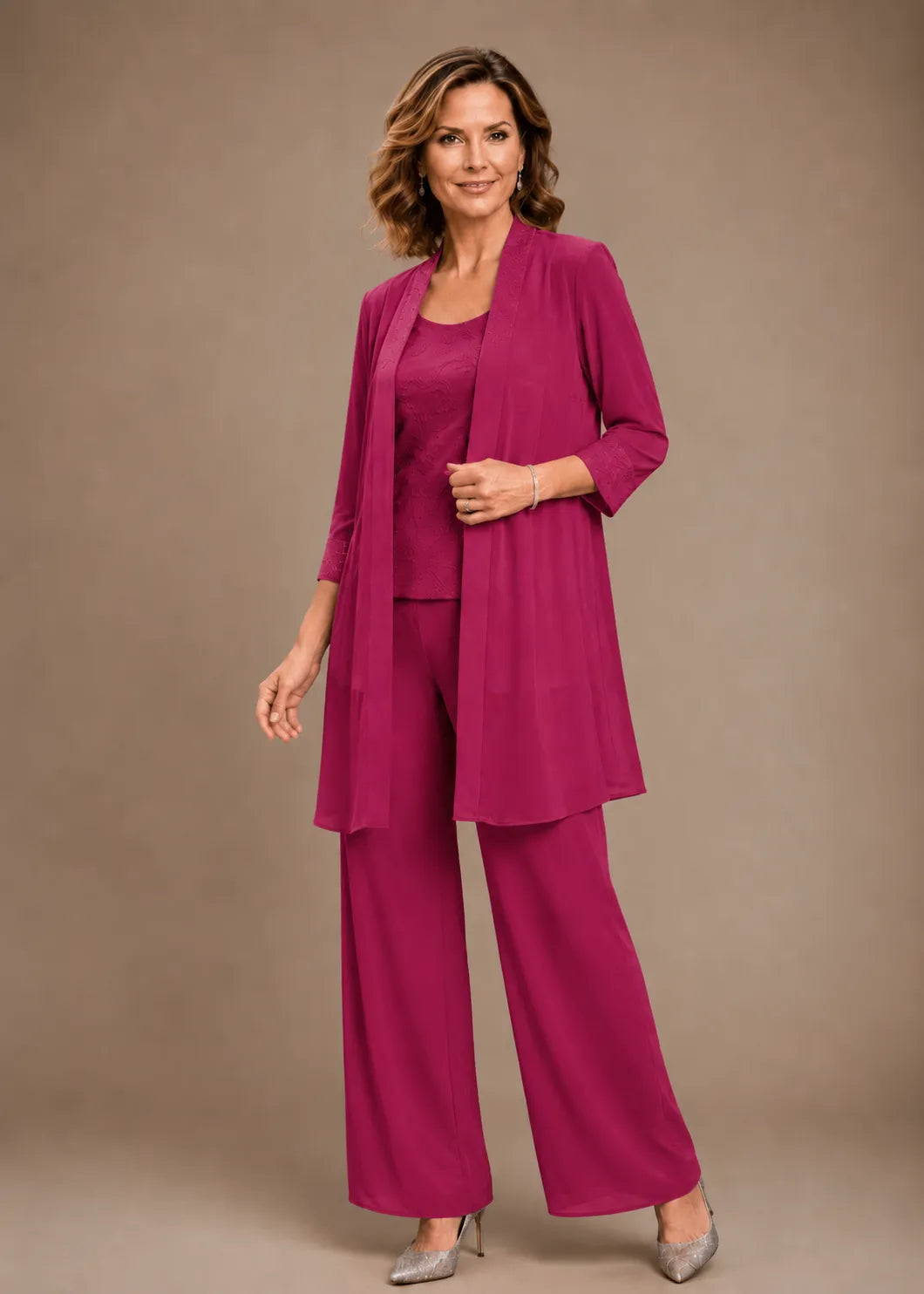 Anthea | Embroidered Three-Piece Trouser Suit