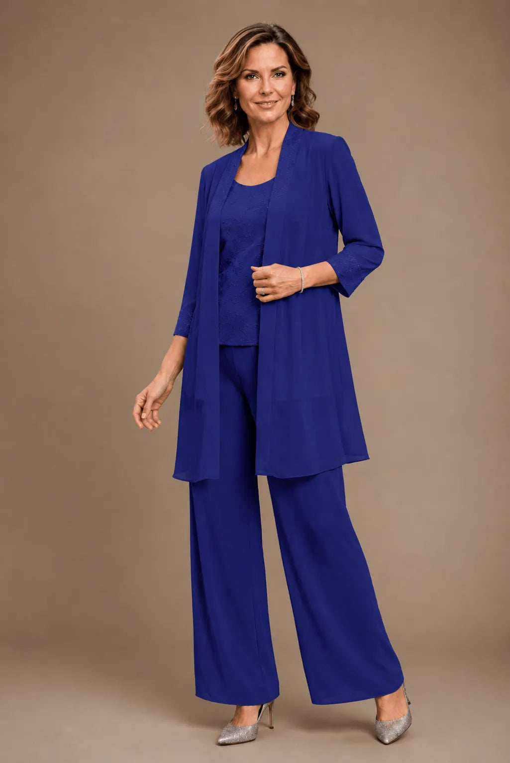 Anthea | Embroidered Three-Piece Trouser Suit