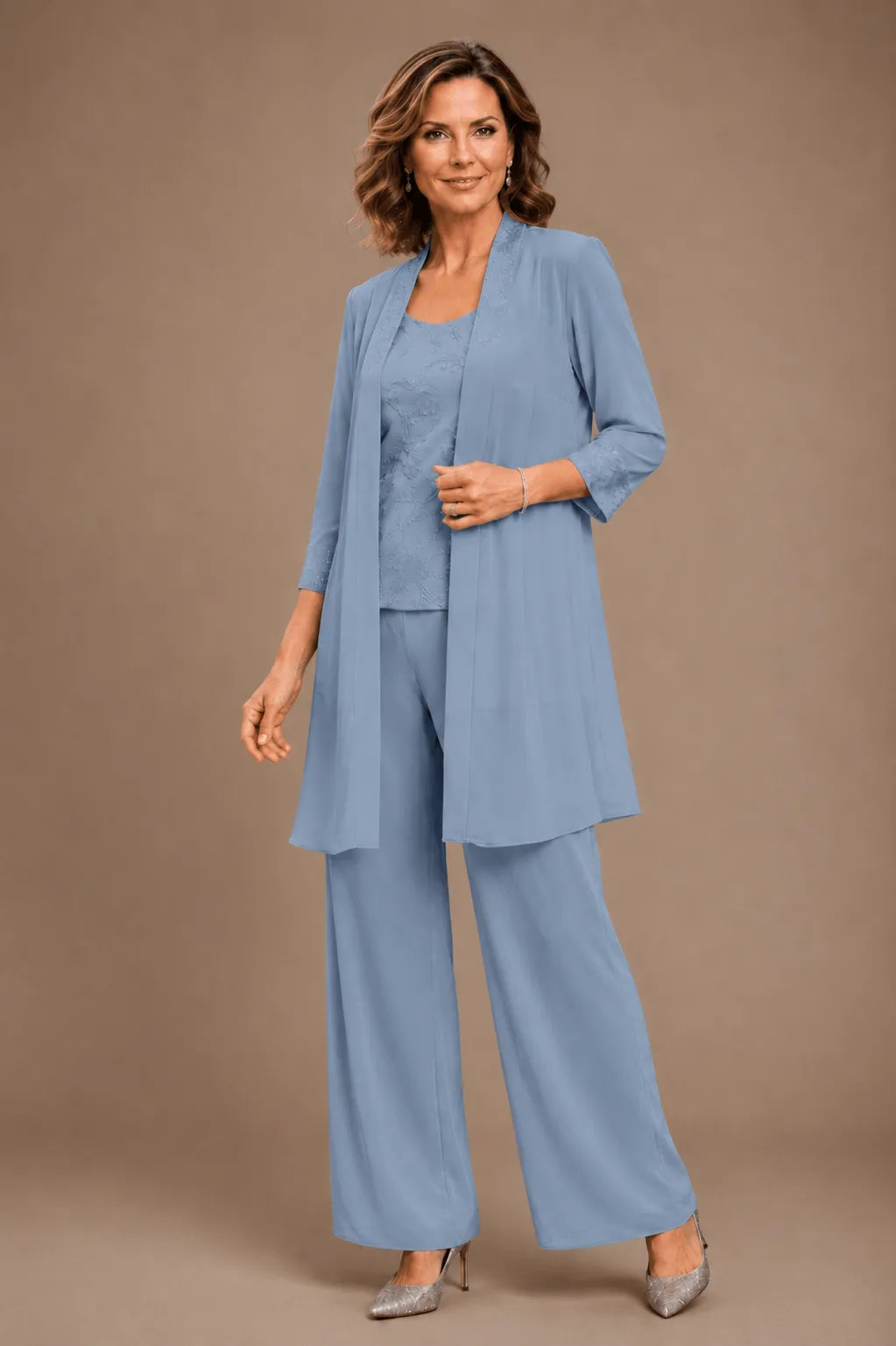 Anthea | Embroidered Three-Piece Trouser Suit