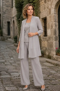 Anthea | Embroidered Three-Piece Trouser Suit
