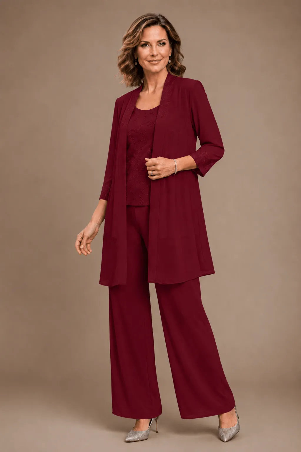 Anthea | Embroidered Three-Piece Trouser Suit