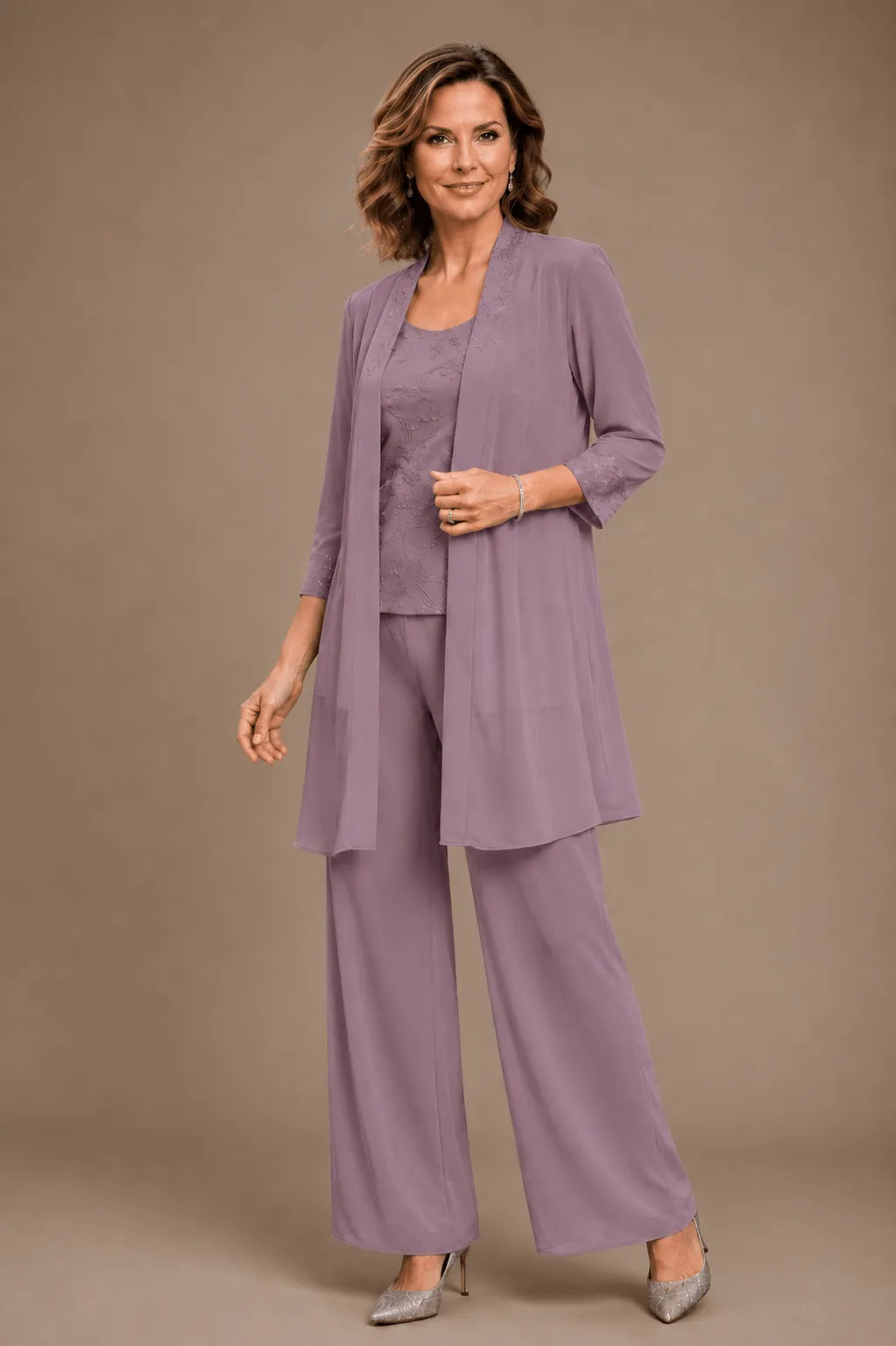 Anthea | Embroidered Three-Piece Trouser Suit