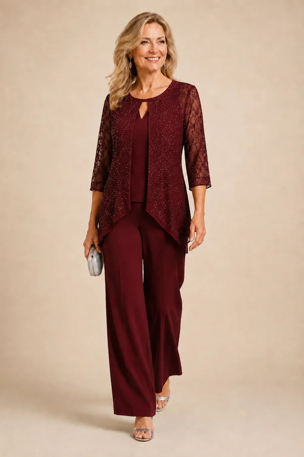 Meredith | Layered Lace Trouser Suit