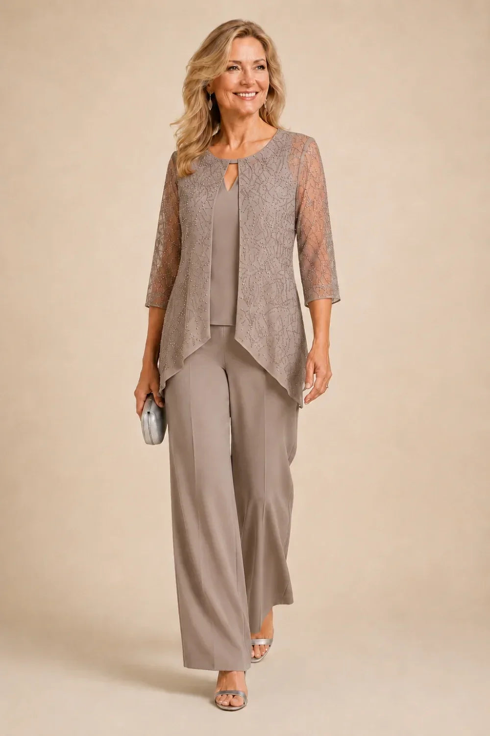 Meredith | Layered Lace Trouser Suit