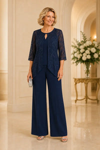 Meredith | Layered Lace Trouser Suit