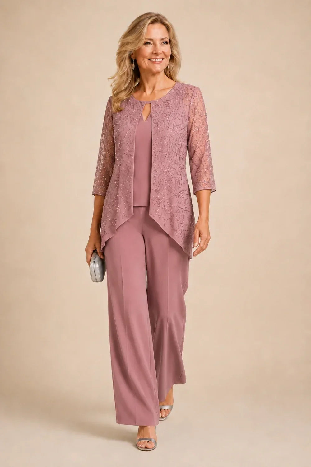 Meredith | Layered Lace Trouser Suit
